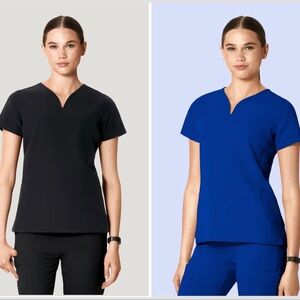 Mandala Women’s Curved V-Neck Scrub Tops, Size XL